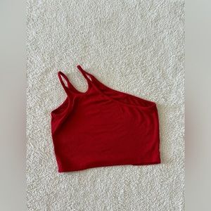 Zaful Asymmetric Red Crop Top